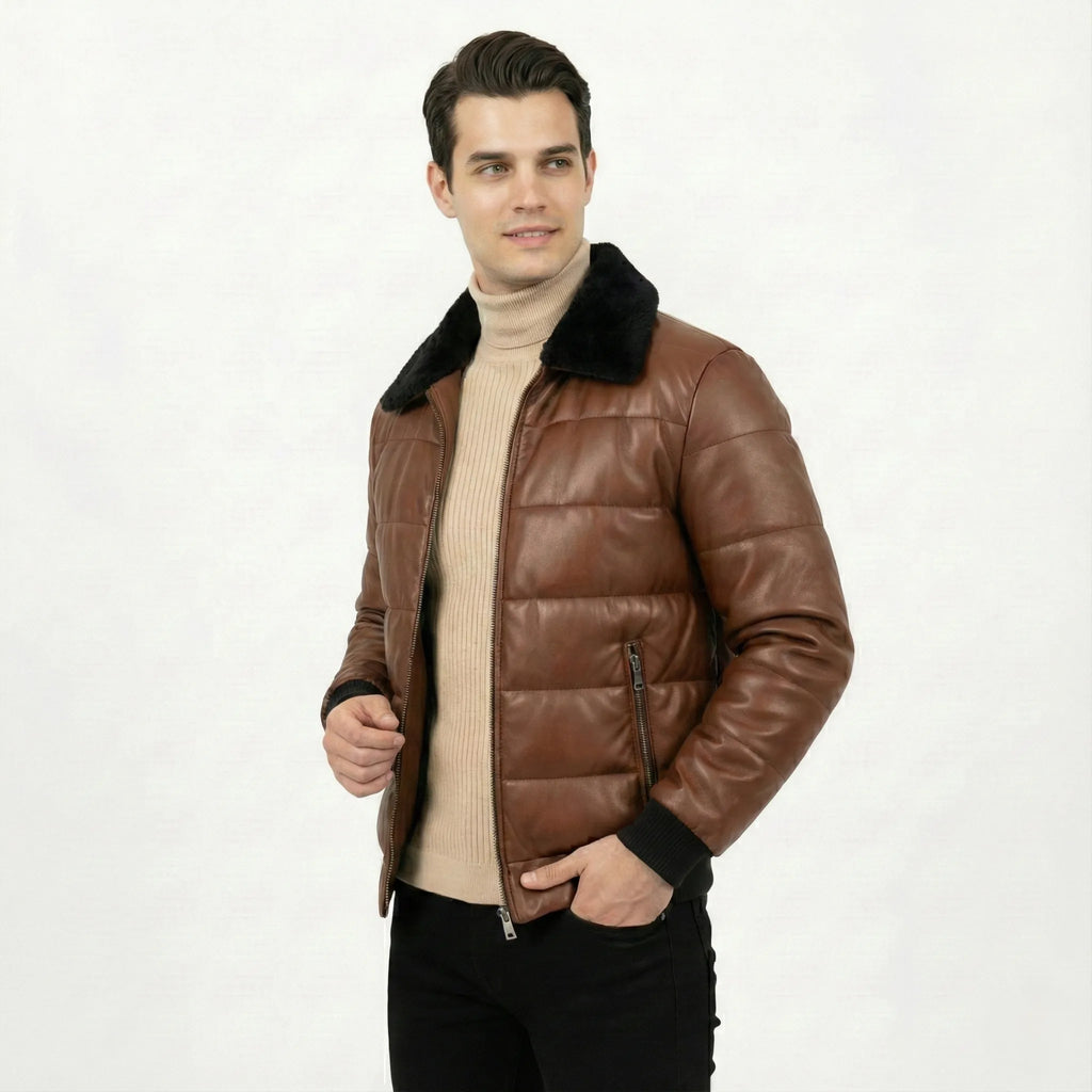 CWJ25-14-brown-faux-leather-puffer-jacket-with-black-fur-collar-men-coder-stitch (2)