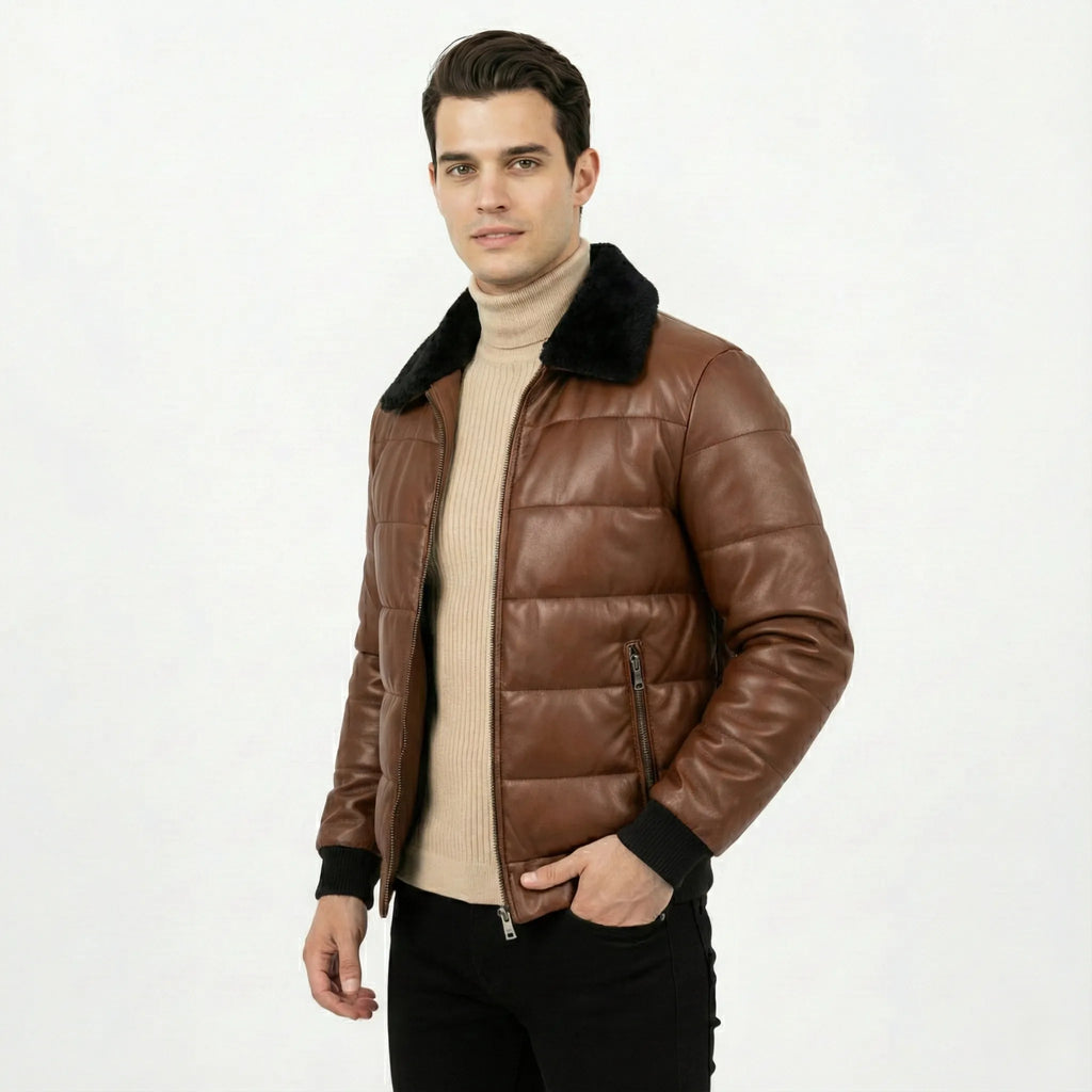 CWJ25-14-brown-faux-leather-puffer-jacket-with-black-fur-collar-men-coder-stitch (3)