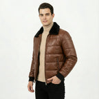 CWJ25-14-brown-faux-leather-puffer-jacket-with-black-fur-collar-men-coder-stitch (3)