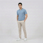 Sky Blue Textured V-Neck Polo