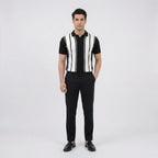 Vertical Stripe Retro Knit Polo