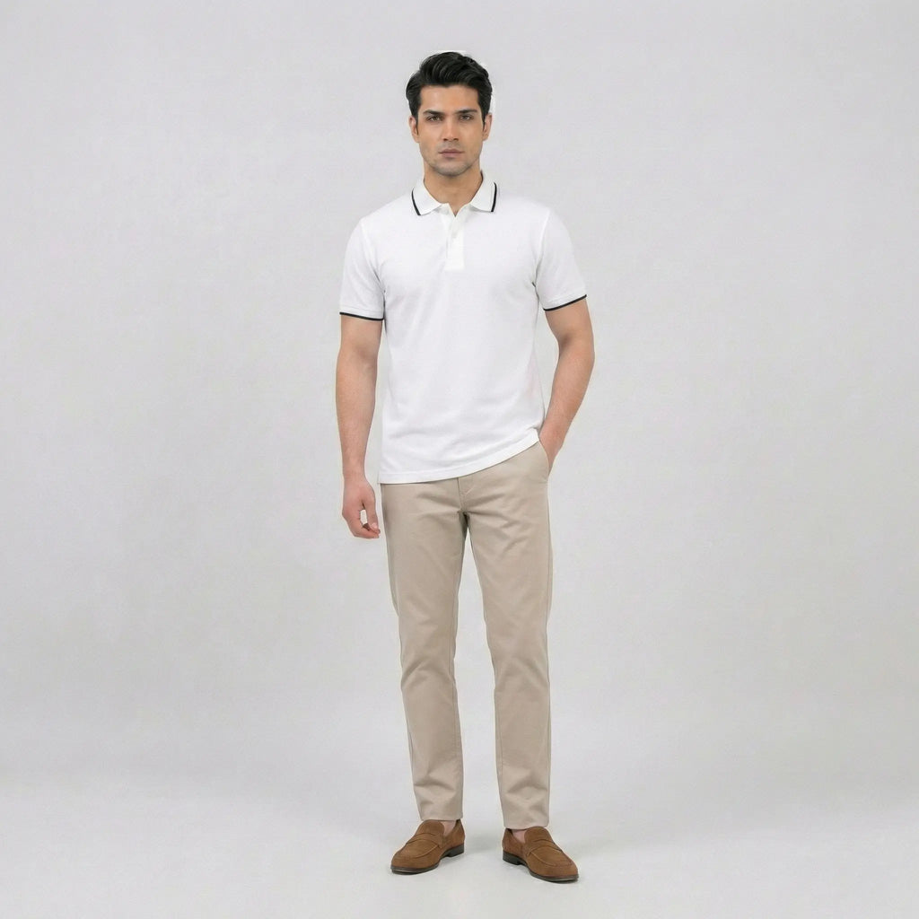 Essential White Tipped Polo Shirt