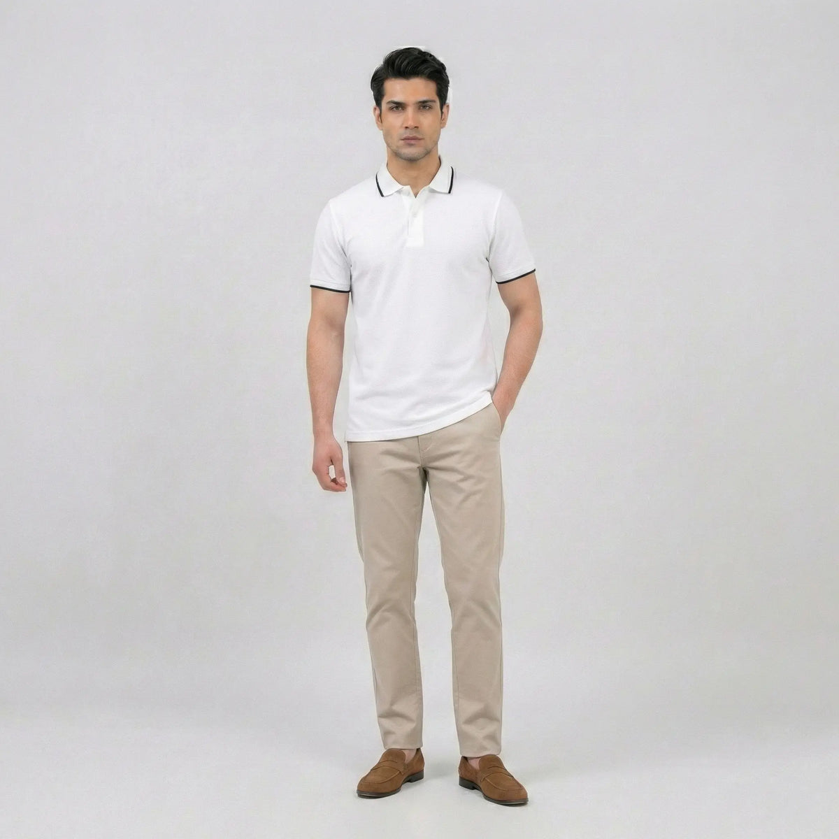 Essential White Tipped Polo Shirt
