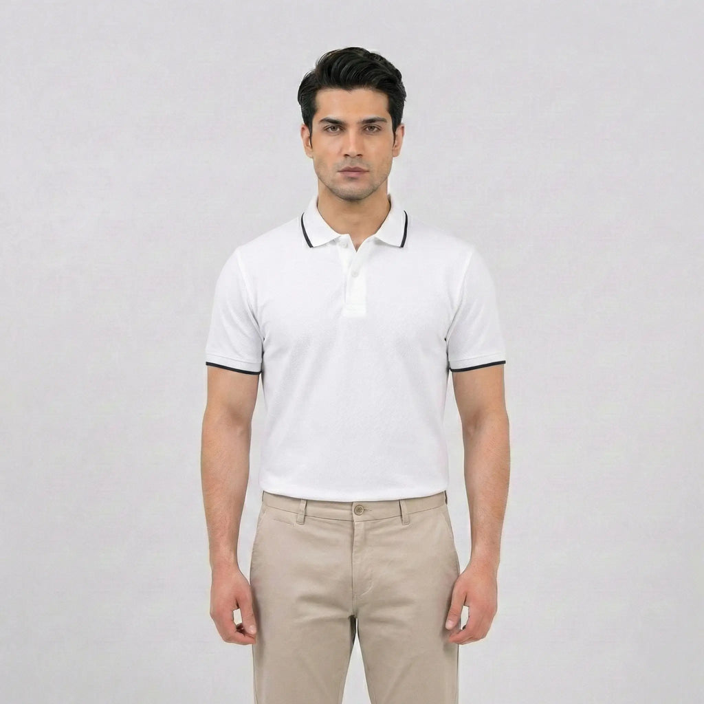 Essential White Tipped Polo Shirt