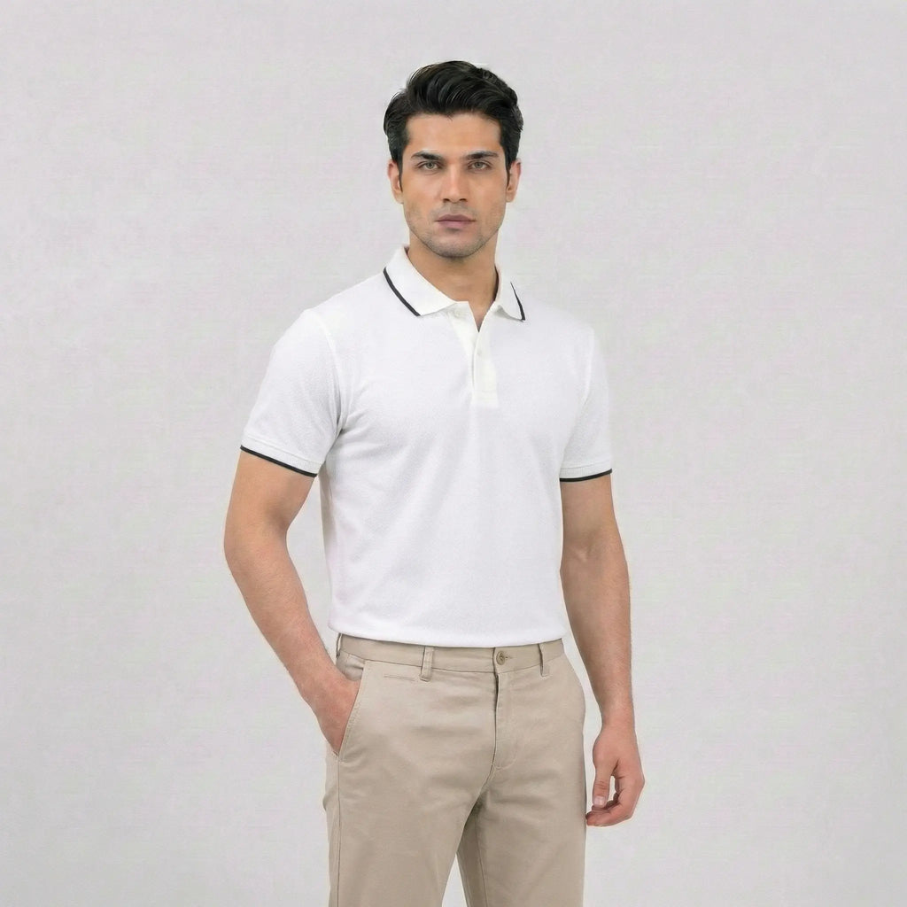 Essential White Tipped Polo Shirt