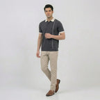 Charcoal Vertical Stripe Knit Polo