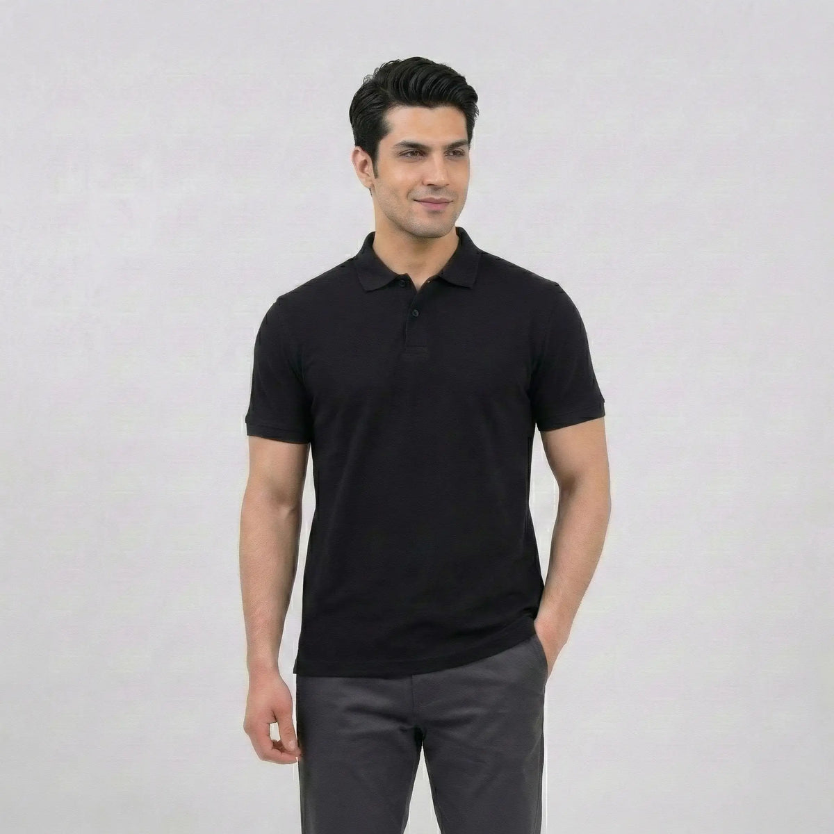 Essential Jet Black Pique Polo
