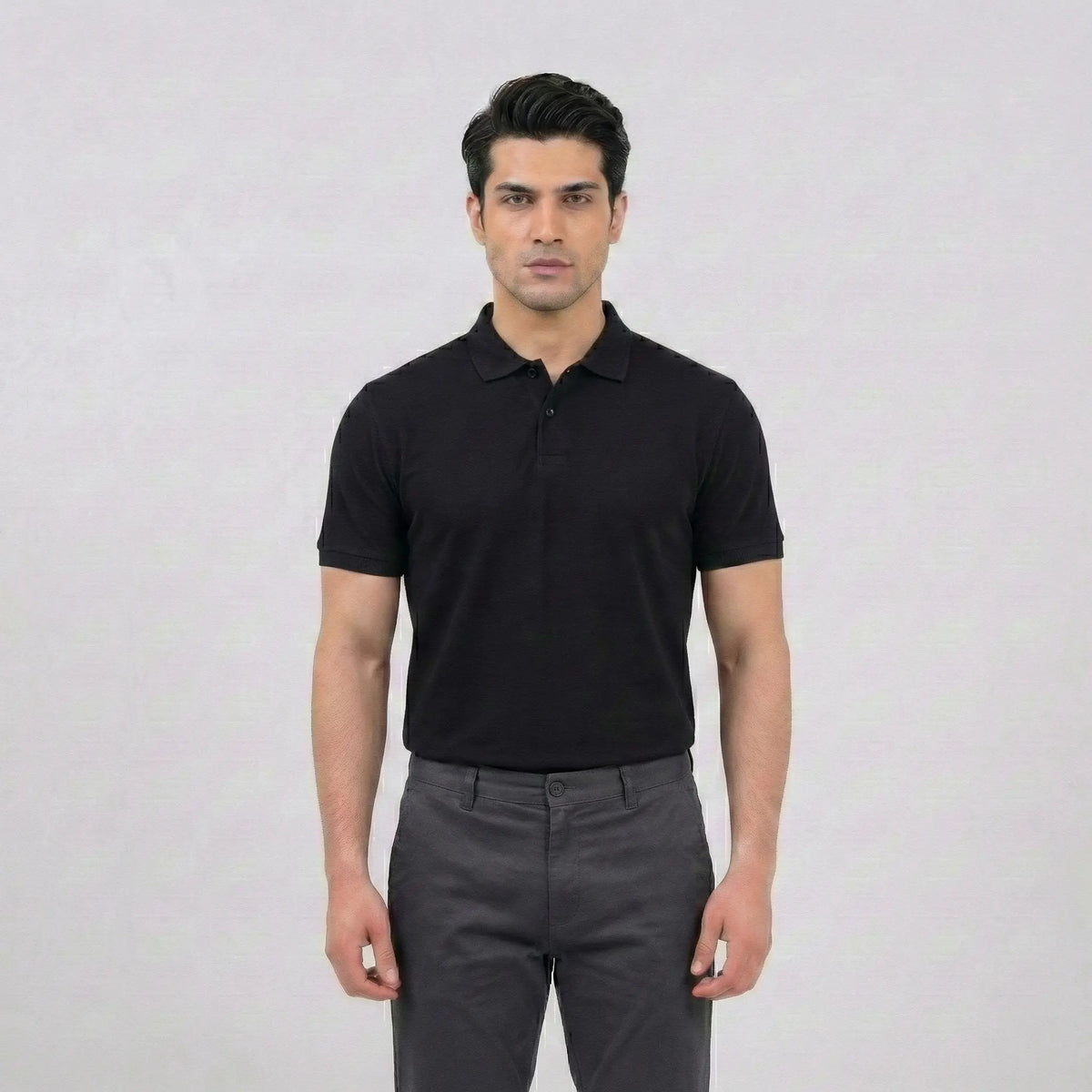 Essential Jet Black Pique Polo