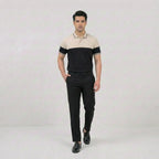 Beige Black Panel Polo