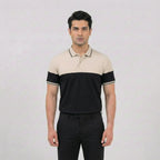Beige Black Panel Polo