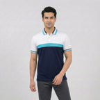 Tricolor Nautical Panel Pique Polo
