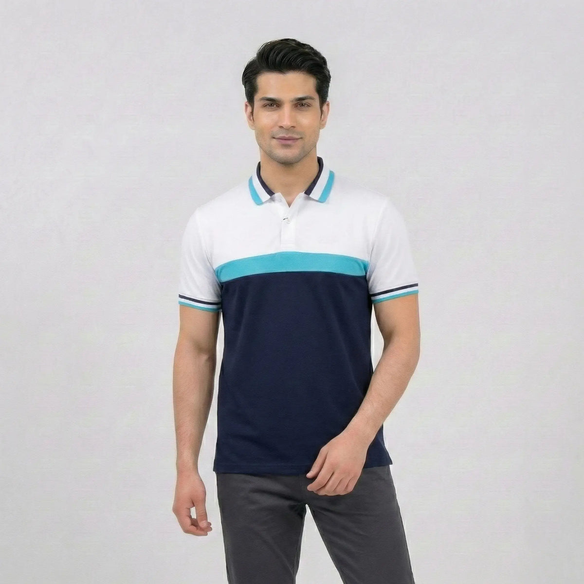 Tricolor Nautical Panel Pique Polo