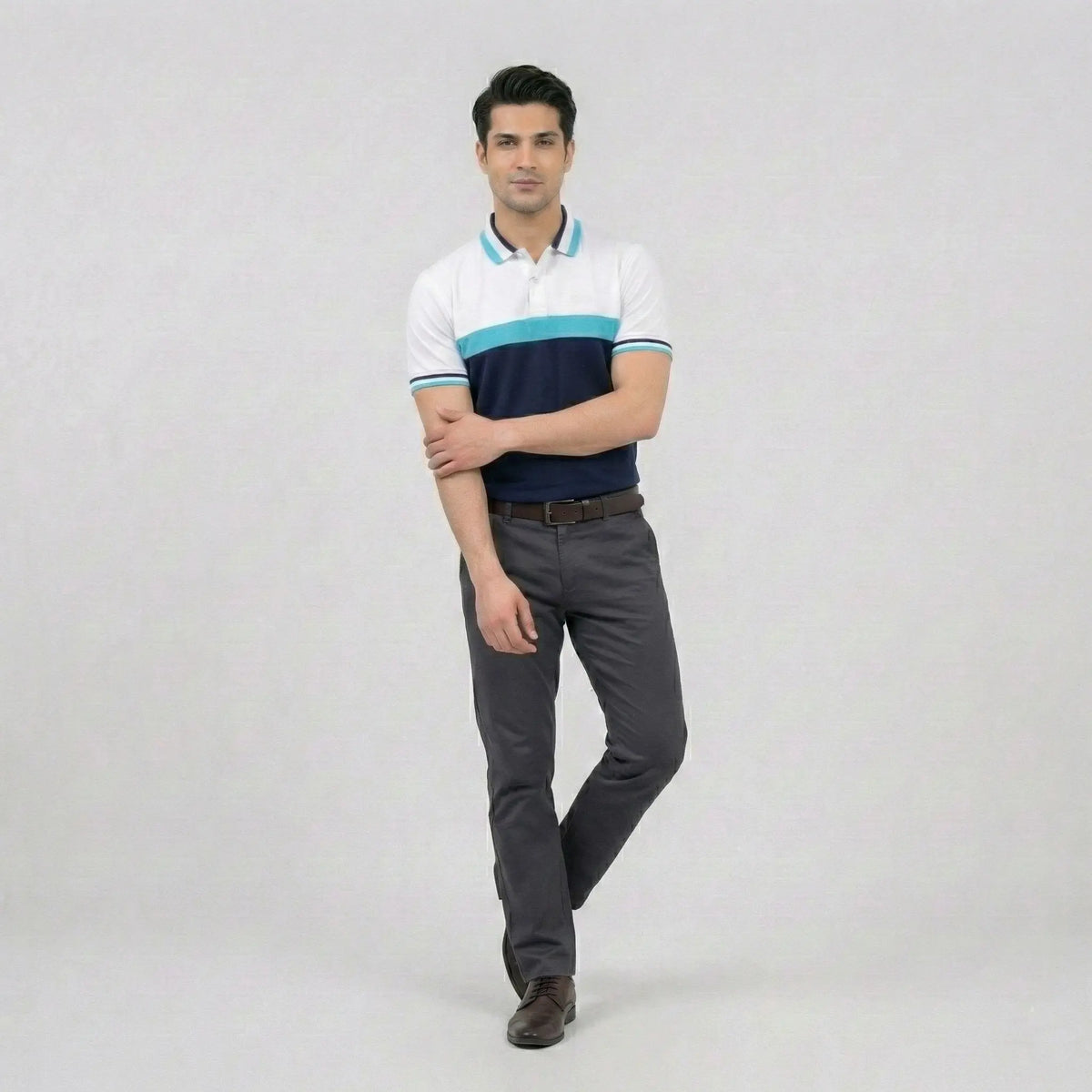 Tricolor Nautical Panel Pique Polo