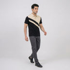 Diagonal Beige Black Polo Shirt