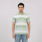 Sage Green Horizontal Striped Polo