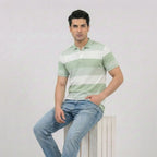 Sage Green Horizontal Striped Polo