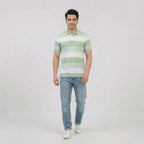Sage Green Horizontal Striped Polo