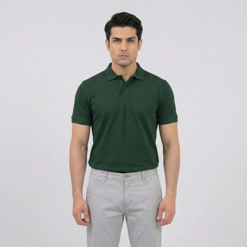 Forest Green Essential Pique Polo