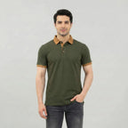 Olive Contrast Trim Designer Polo