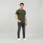 Olive Contrast Trim Designer Polo