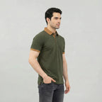 Olive Contrast Trim Designer Polo