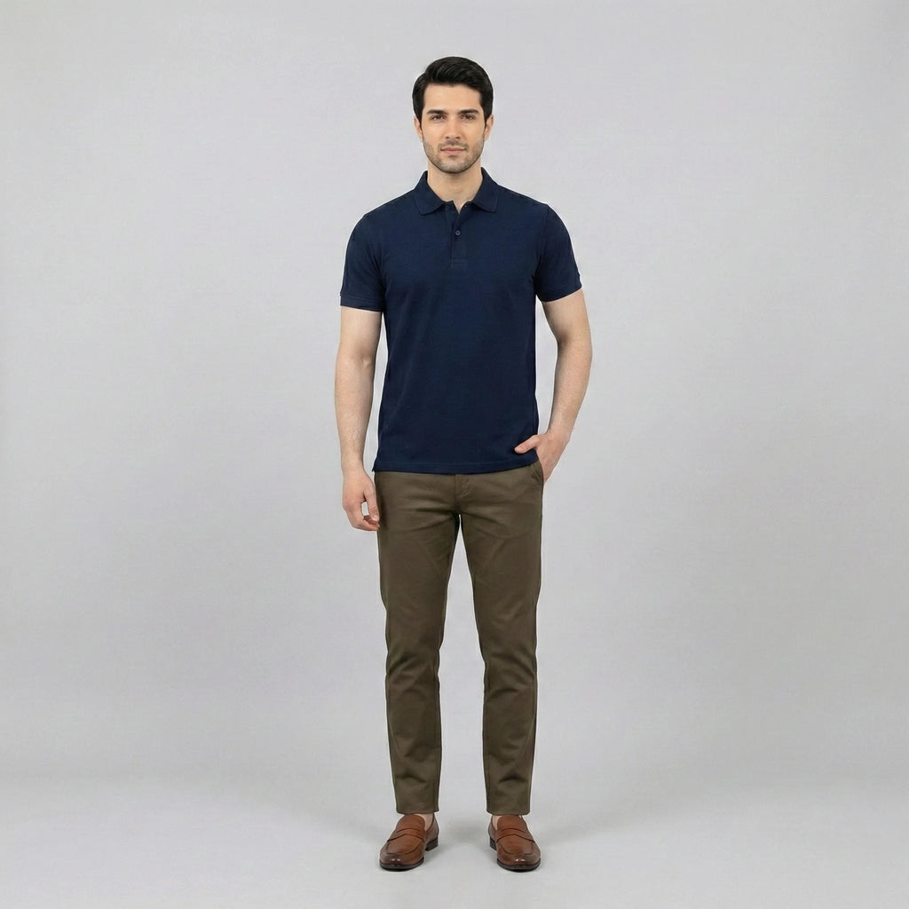 Classic Navy Blue Pique Polo