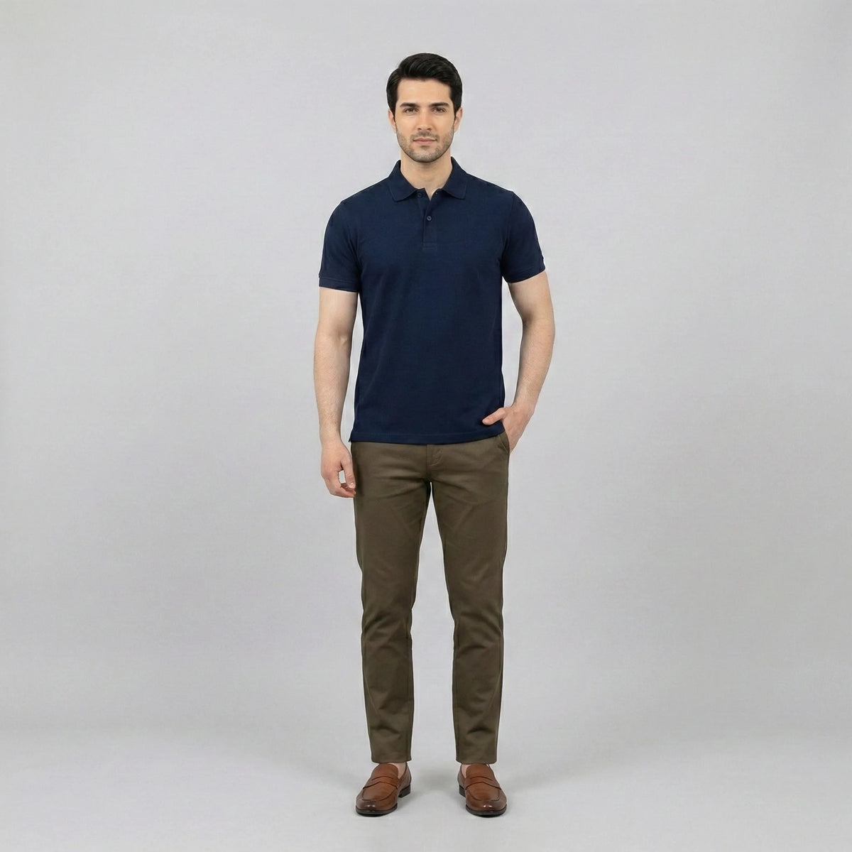 Classic Navy Blue Pique Polo