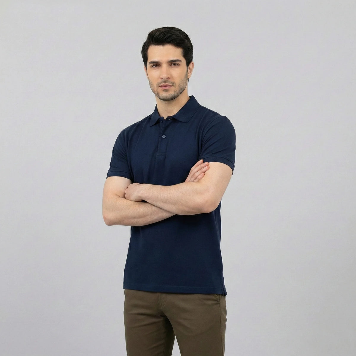 Classic Navy Blue Pique Polo
