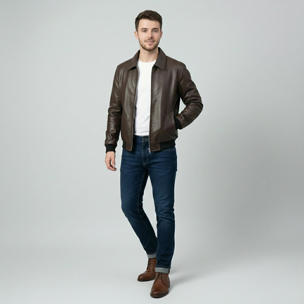 cwj25-17-mens-dark-brown-faux-leather-bomber-jacket-coder-stitch (1)
