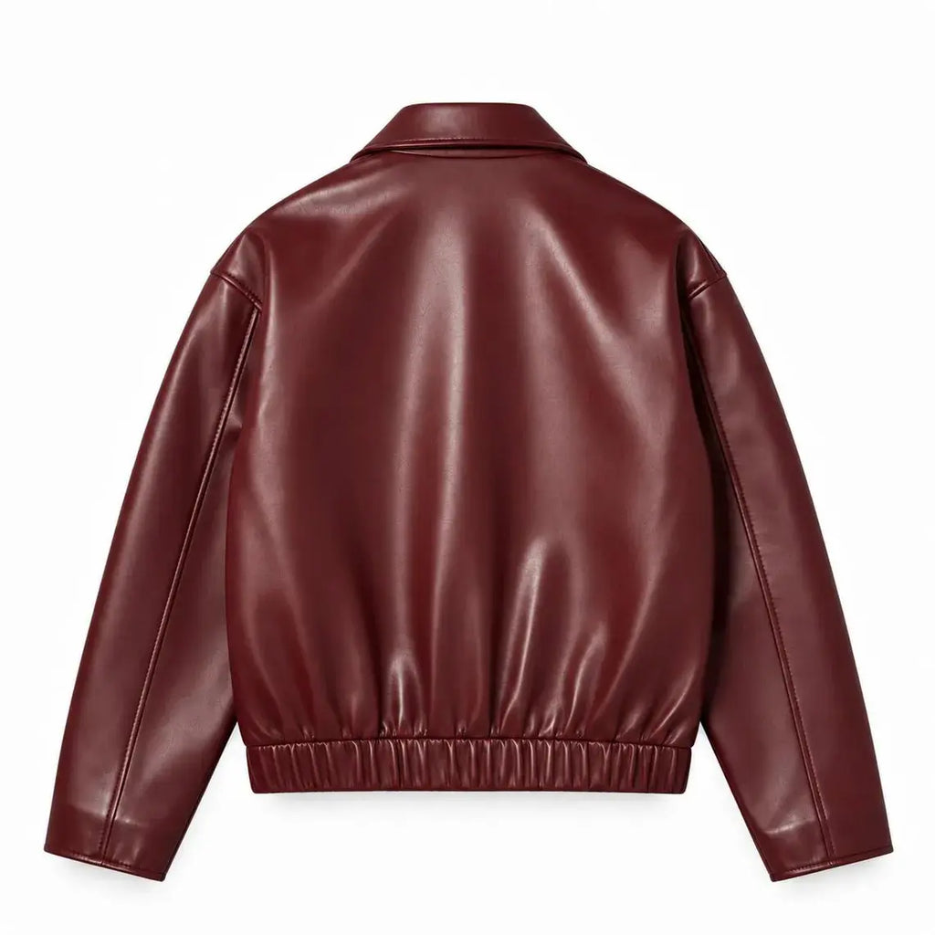 Burgundy Faux Leather Jacket