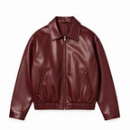 Burgundy Faux Leather Jacket