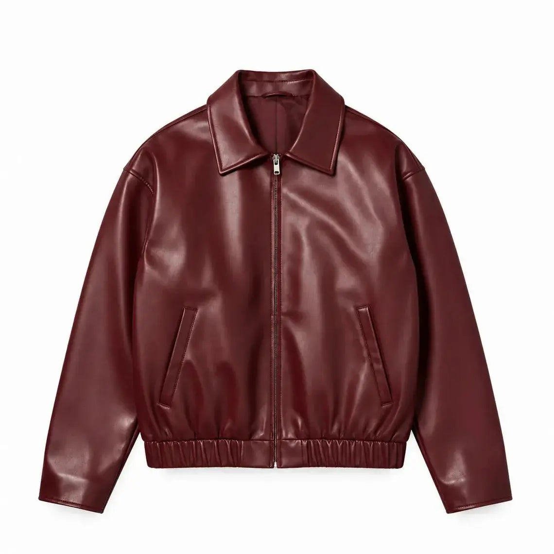 Burgundy Faux Leather Jacket