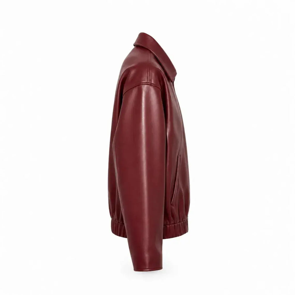 Burgundy Faux Leather Jacket