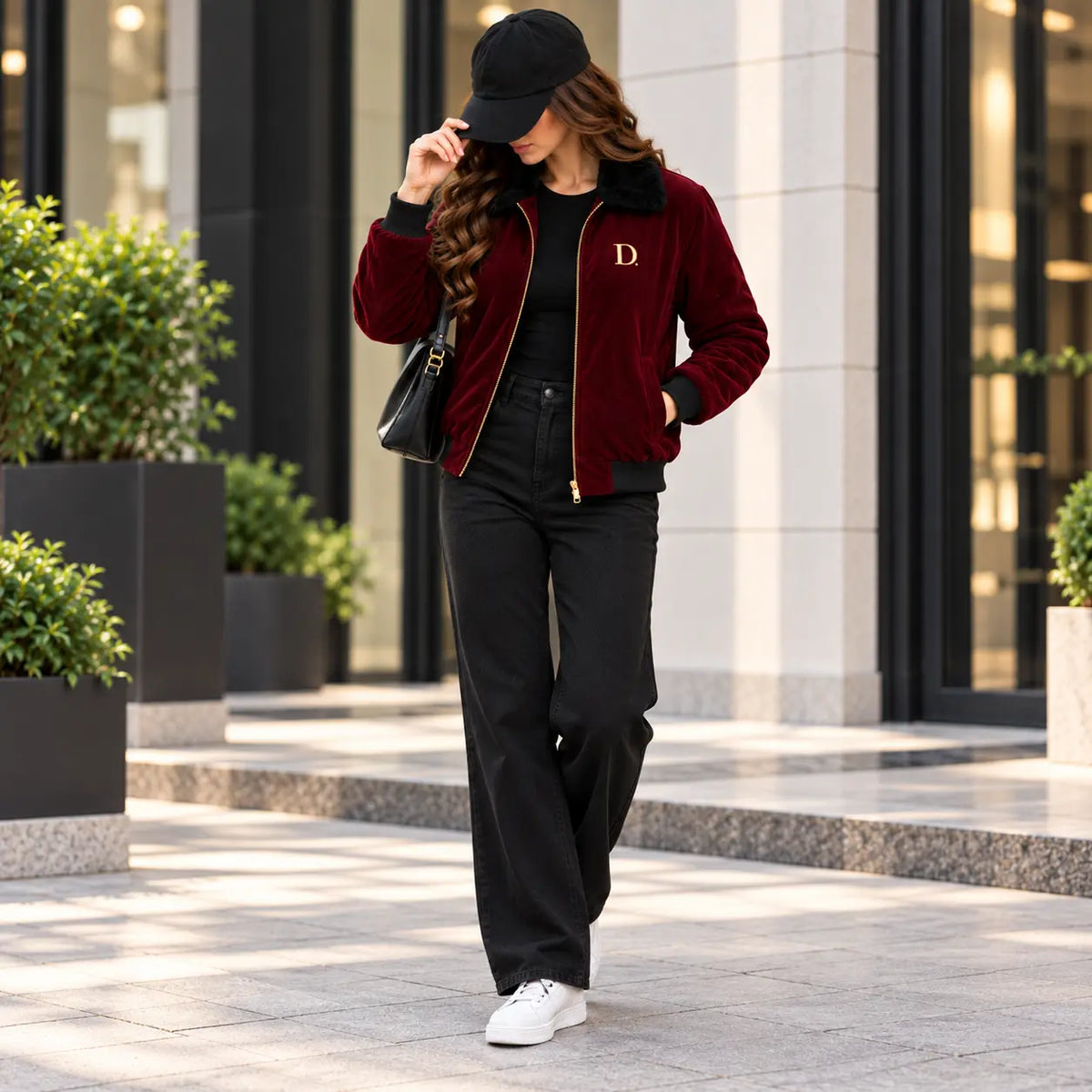 Maroon Velvet Winter Jacket