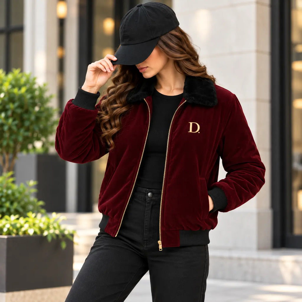 Maroon Velvet Winter Jacket