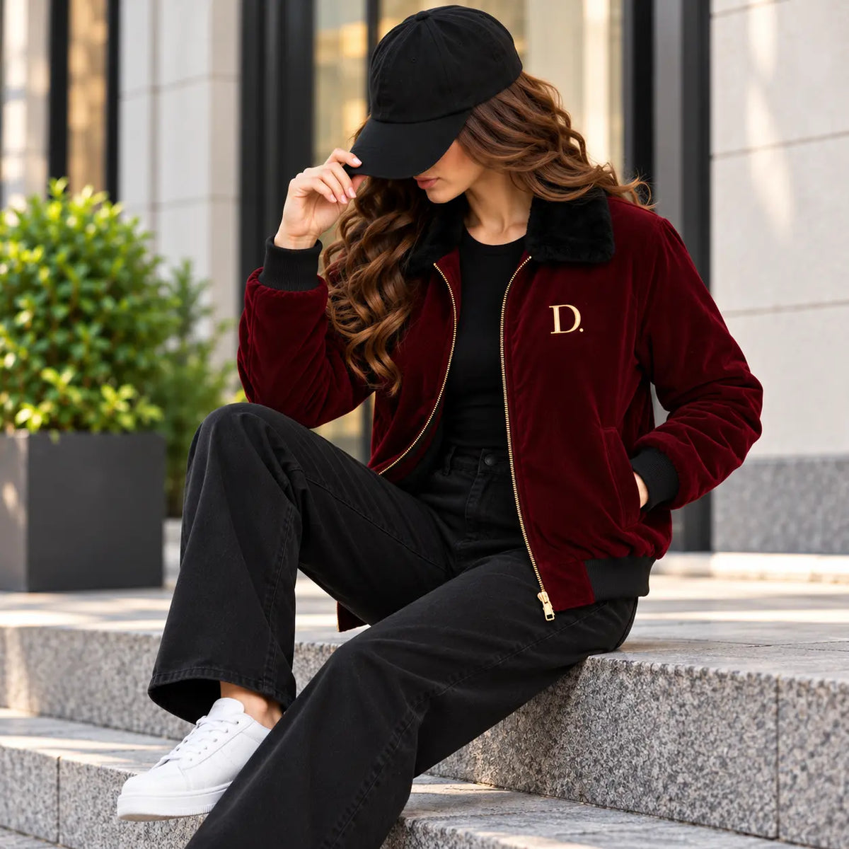 Maroon Velvet Winter Jacket