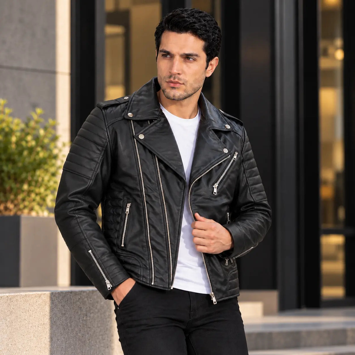 Faux Leather Biker Jacket
