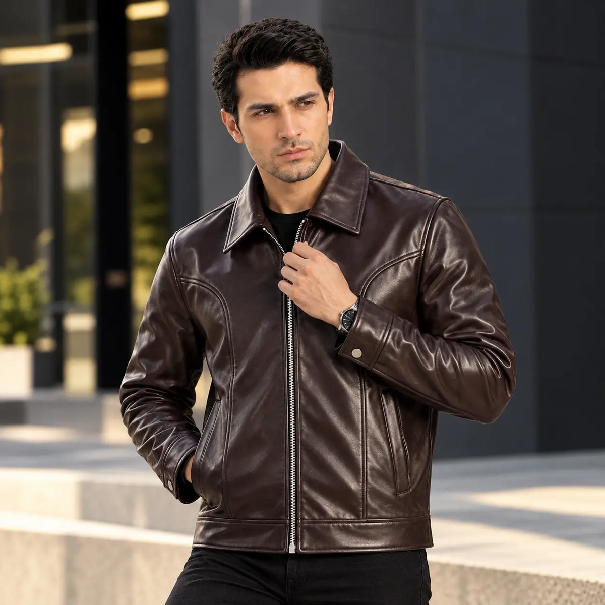 Men’s Dk Brown Leather Jacket