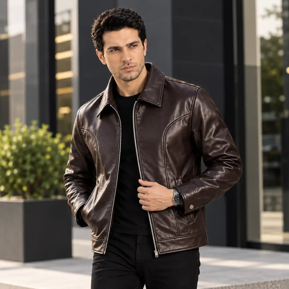 Men’s Dk Brown Leather Jacket