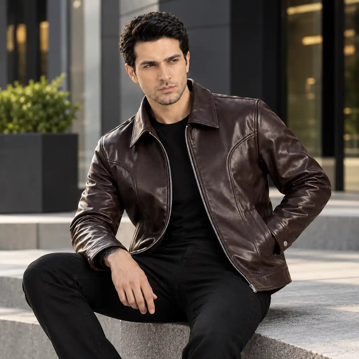 Men’s Dk Brown Leather Jacket