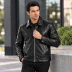 Men's black leather jacket