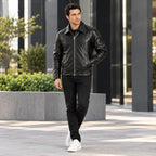 Men's black leather jacket