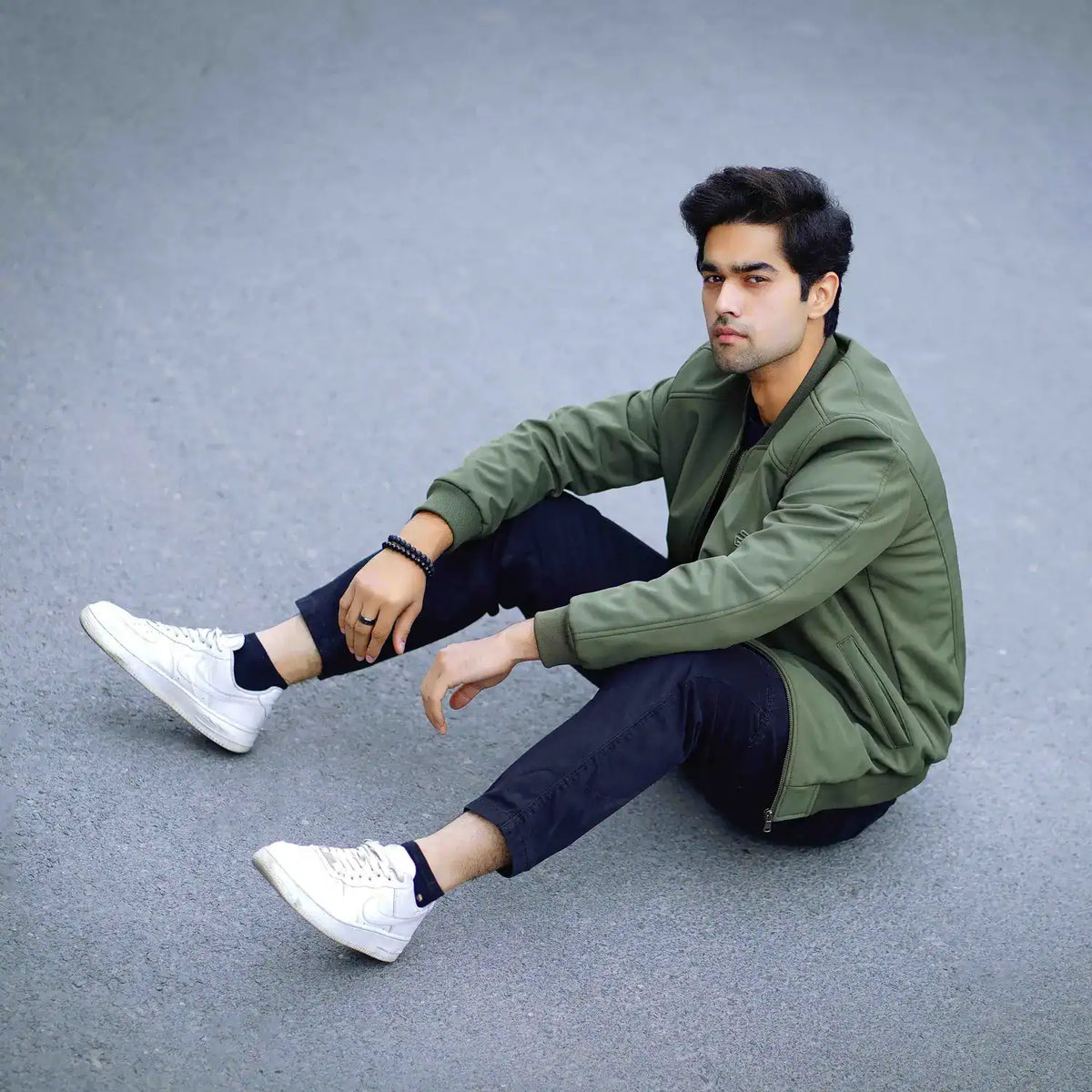 Men’s green softshell bomber jacket – lightweight and stylish outerwear by Coder Stitch