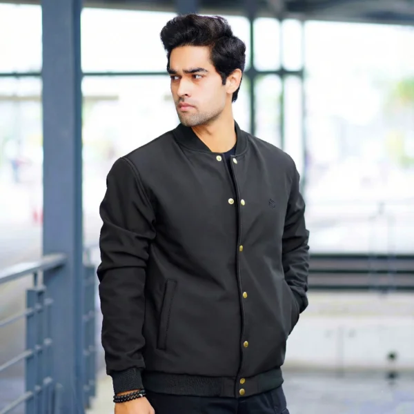 Black Softshell Varsity Jacket