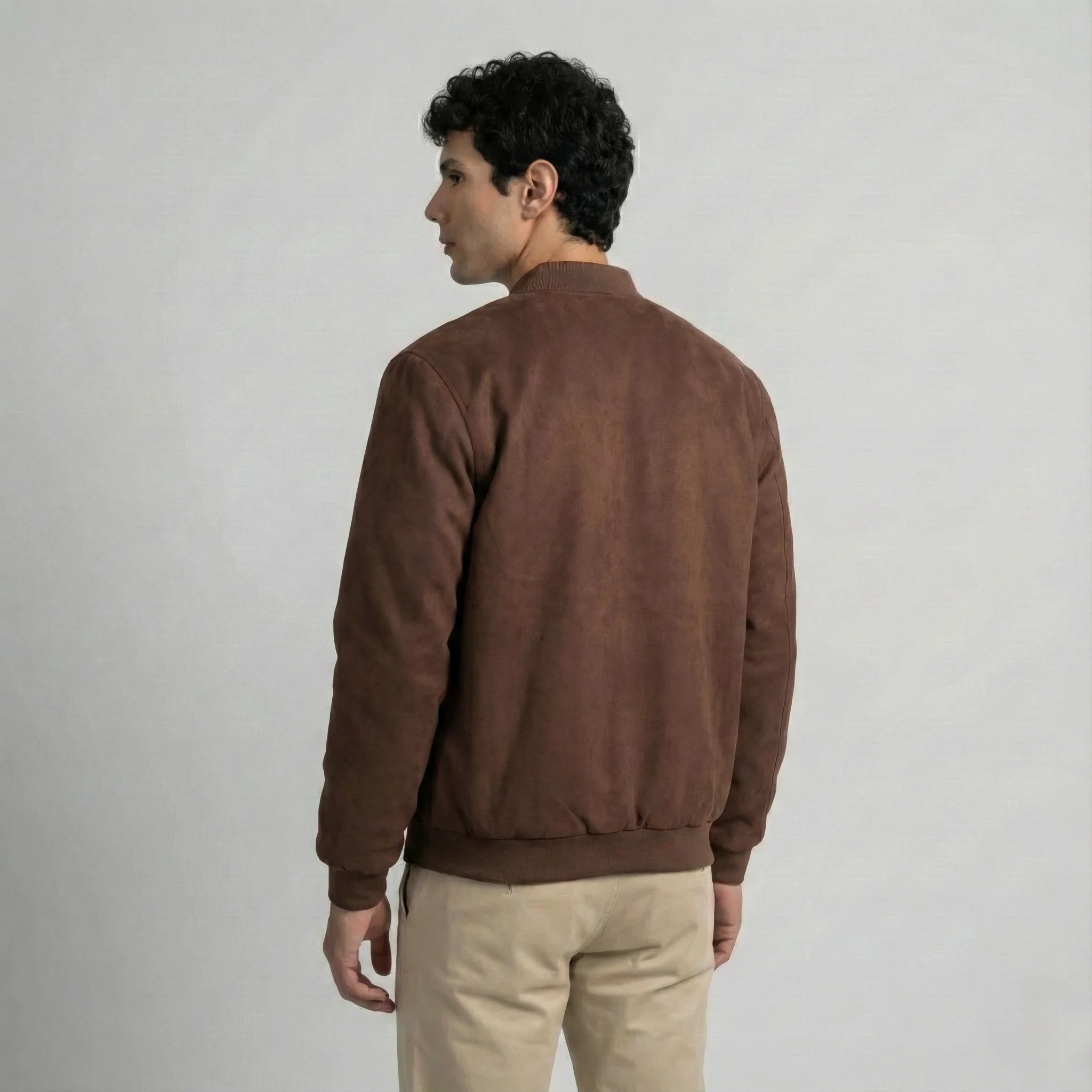 Brown Suede Bomber Jacket - Image 5