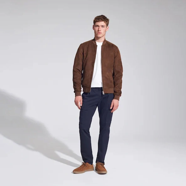 Men’s brown suede bomber jacket – classic casual outerwear for everyday wear