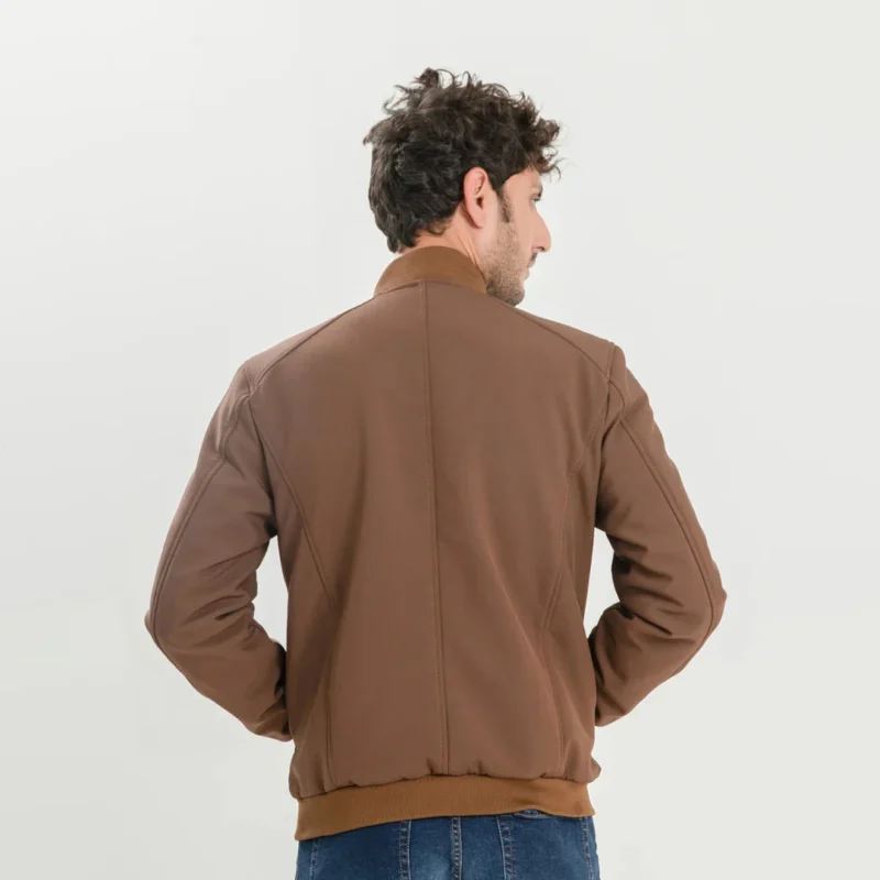Men’s brown softshell bomber jacket – stylish and durable winter outerwear by Coder Stitch