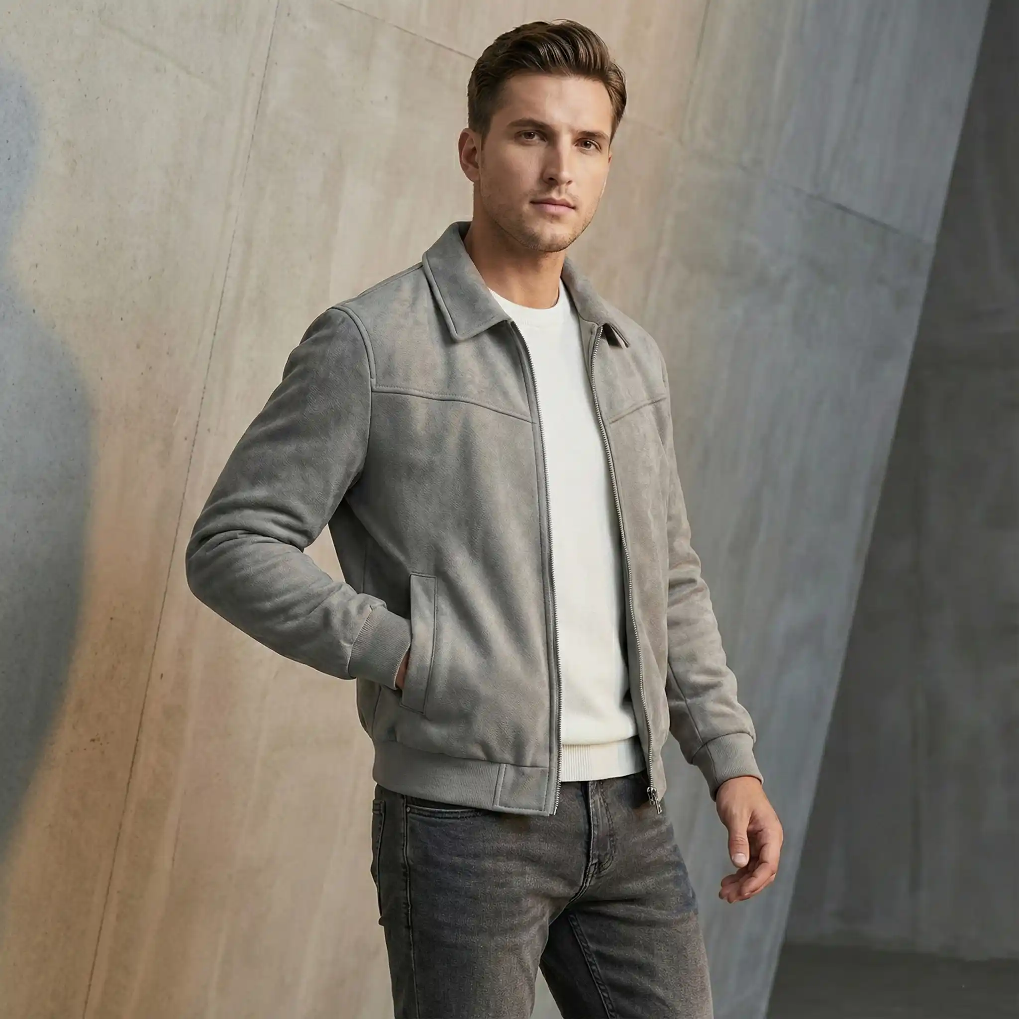 Grey Suede Jacket - Image 5