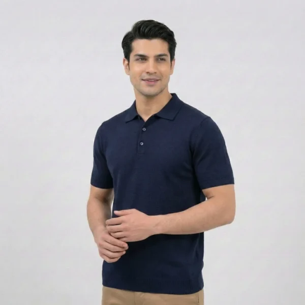 Classic Navy Blue Knitted Polo