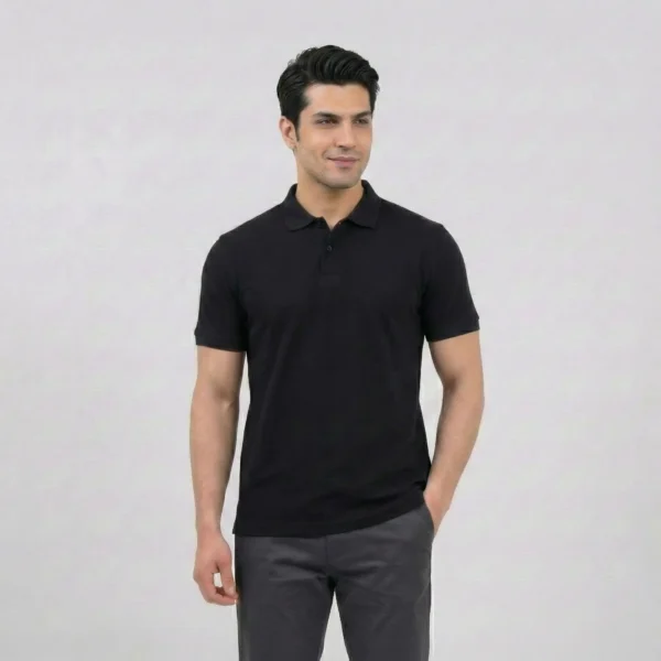 Essential Jet Black Pique Polo